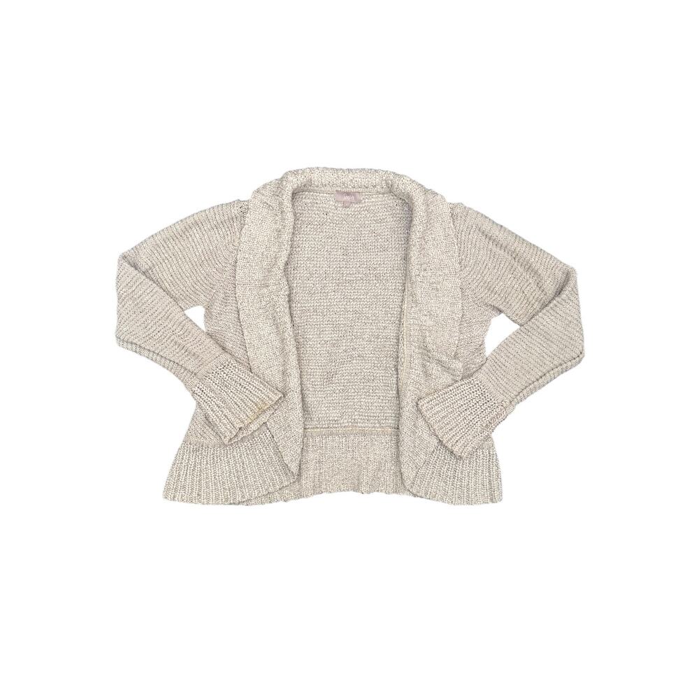 Soon Ecru and Gold Women’s Open Front Cardigan Size 14